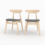 Rendez vous déco Lot de 2 chaises en tissu gris et bois d'hévéa-Josette