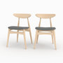 Voir la diapositive 1 : Rendez vous déco Lot de 2 chaises en tissu gris et bois d'hévéa-Josette