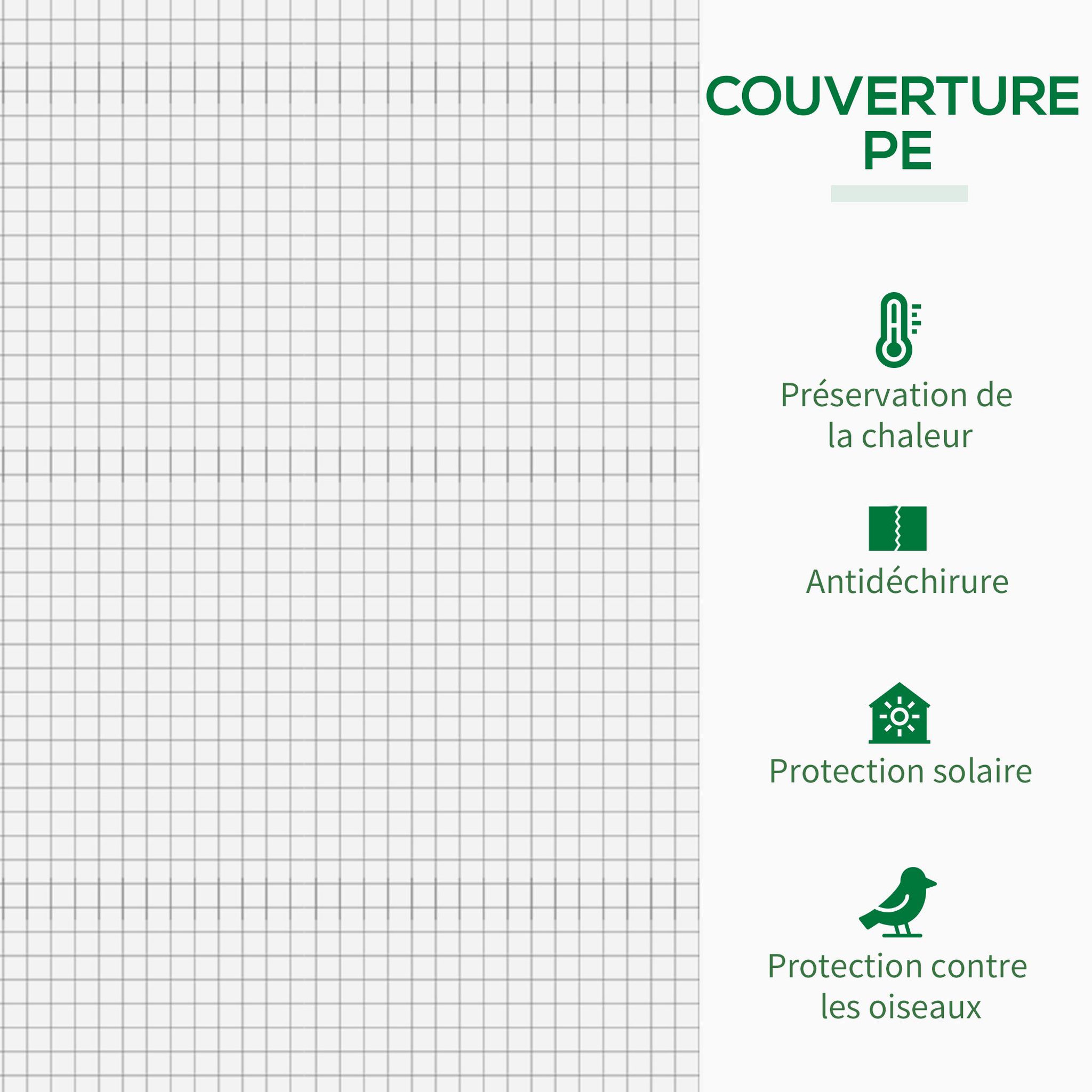 Voir la diapositive 6 : OUTSUNNY Serre de jardin 2 fenêtres moustiquaires porte enroulable zippée dim. 200 x 76 x 168 cm acier pe blanc