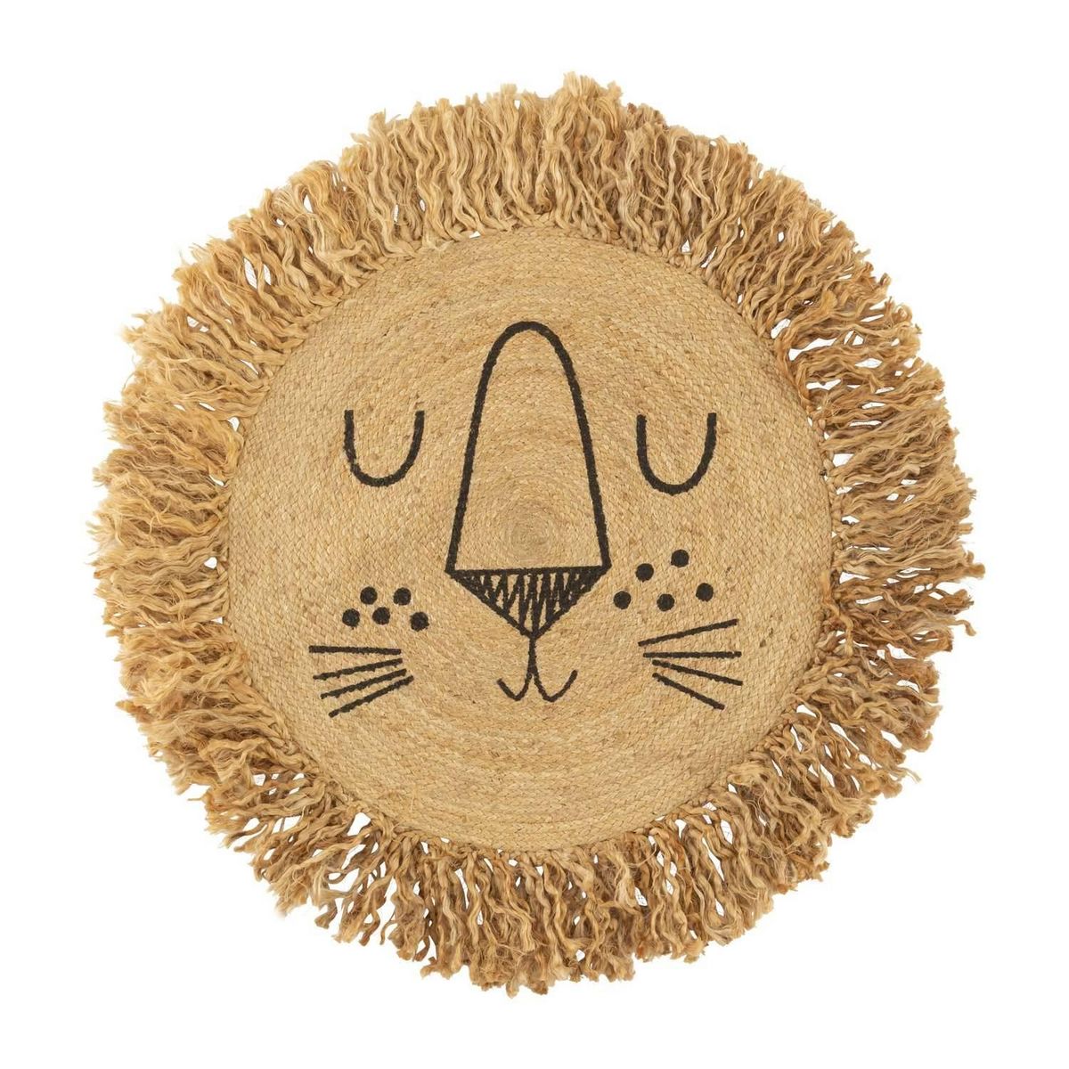 Atmosphera Kids Tapis enfant rond Lion - Diam 90 cm - Jute