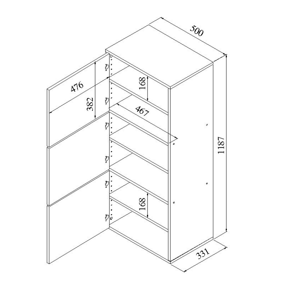 Meuble à chaussures 3 portes H118cm MAX