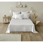 ACTUEL Parure de drap brodée en coton 57 fils PLUME. Coloris disponibles : Blanc