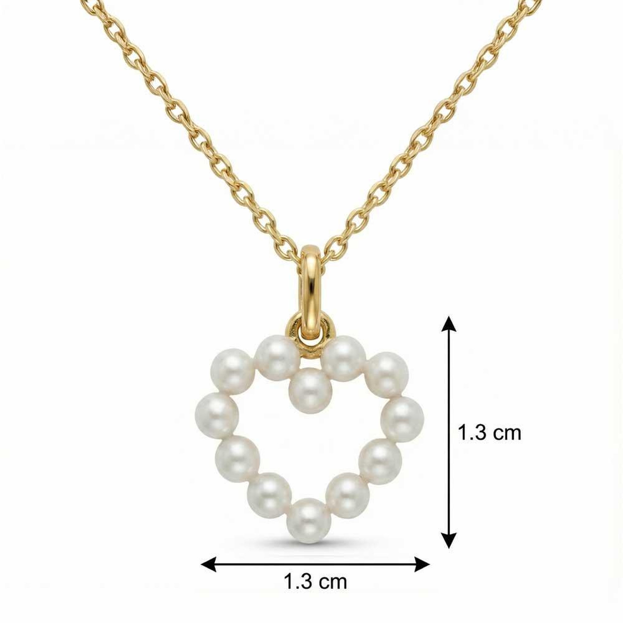 Voir la diapositive 3 : L'ATELIER D'AZUR Pendentif Or Jaune et Perles Motif Coeur - Chaine Dorée Offerte