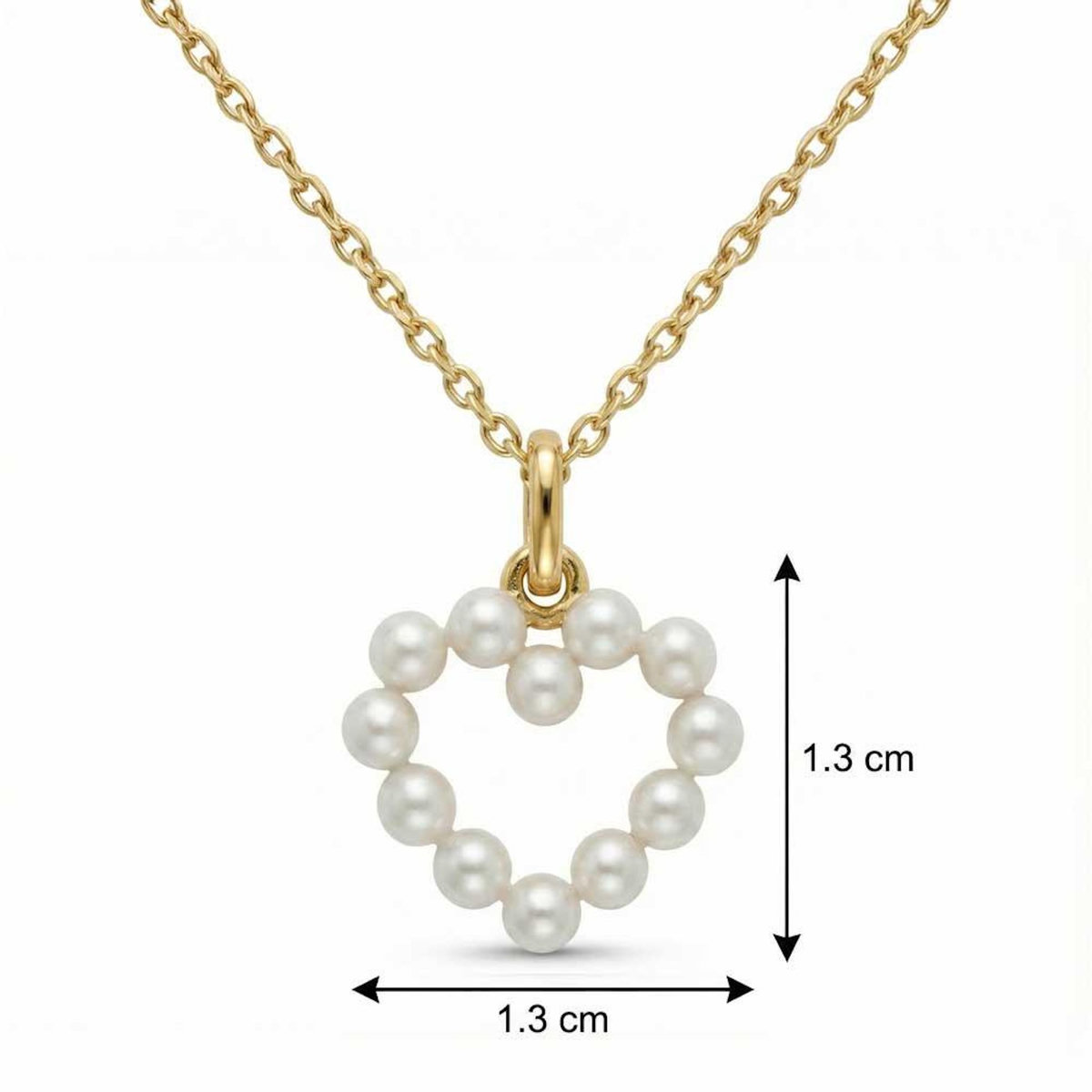 L'ATELIER D'AZUR Pendentif Or Jaune et Perles Motif Coeur - Chaine Dorée Offerte