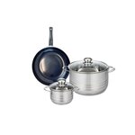 ELO Ensemble de 1 Poêle de cuisson 24 cm et 2 faitouts 14 et 24 cm Elo Prima Brillant