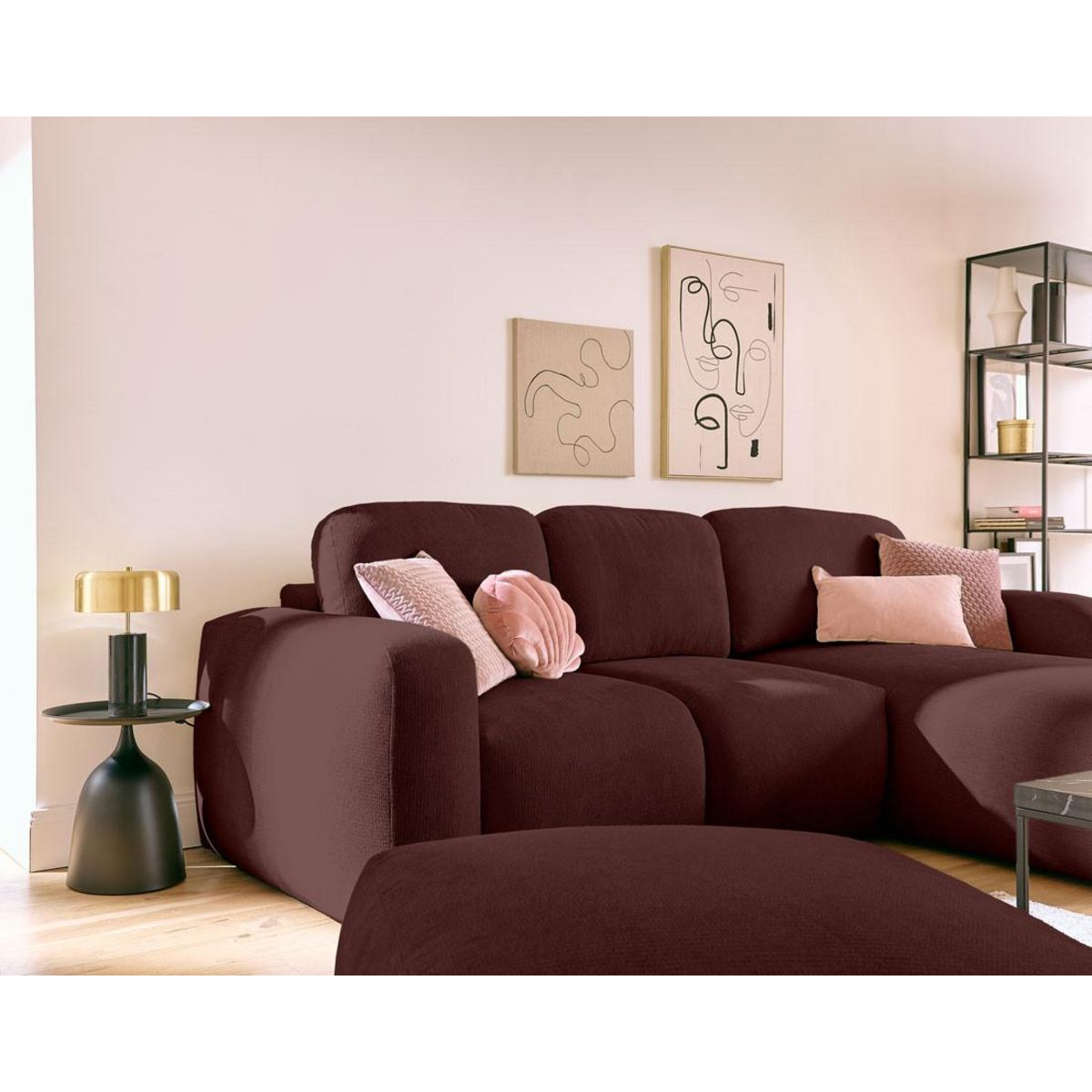 LISA DESIGN Sorrente - canapé d'angle réversible - convertible avec coffre - 4 places - en tissu texturé