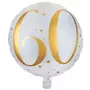  Ballon aluminium 60 ans Joyeux Anniversaire Blanc et Or