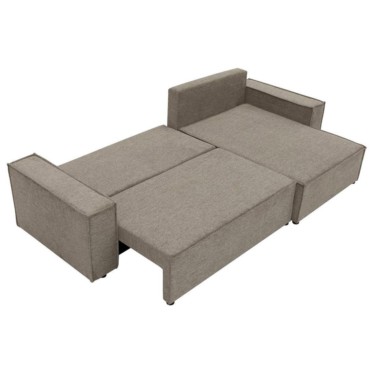 BEST MOBILIER Cezanne - canapé d'angle réversible 5 places convertible avec coffre en tissu texturé