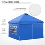 Voir la diapositive 6 : OUTSUNNY Tonnelle barnum pliant pop-up 3L x 3l x 2,84H m 4 parois latérales amovibles 2 fenêtres + sac de transport métal Oxford bleu