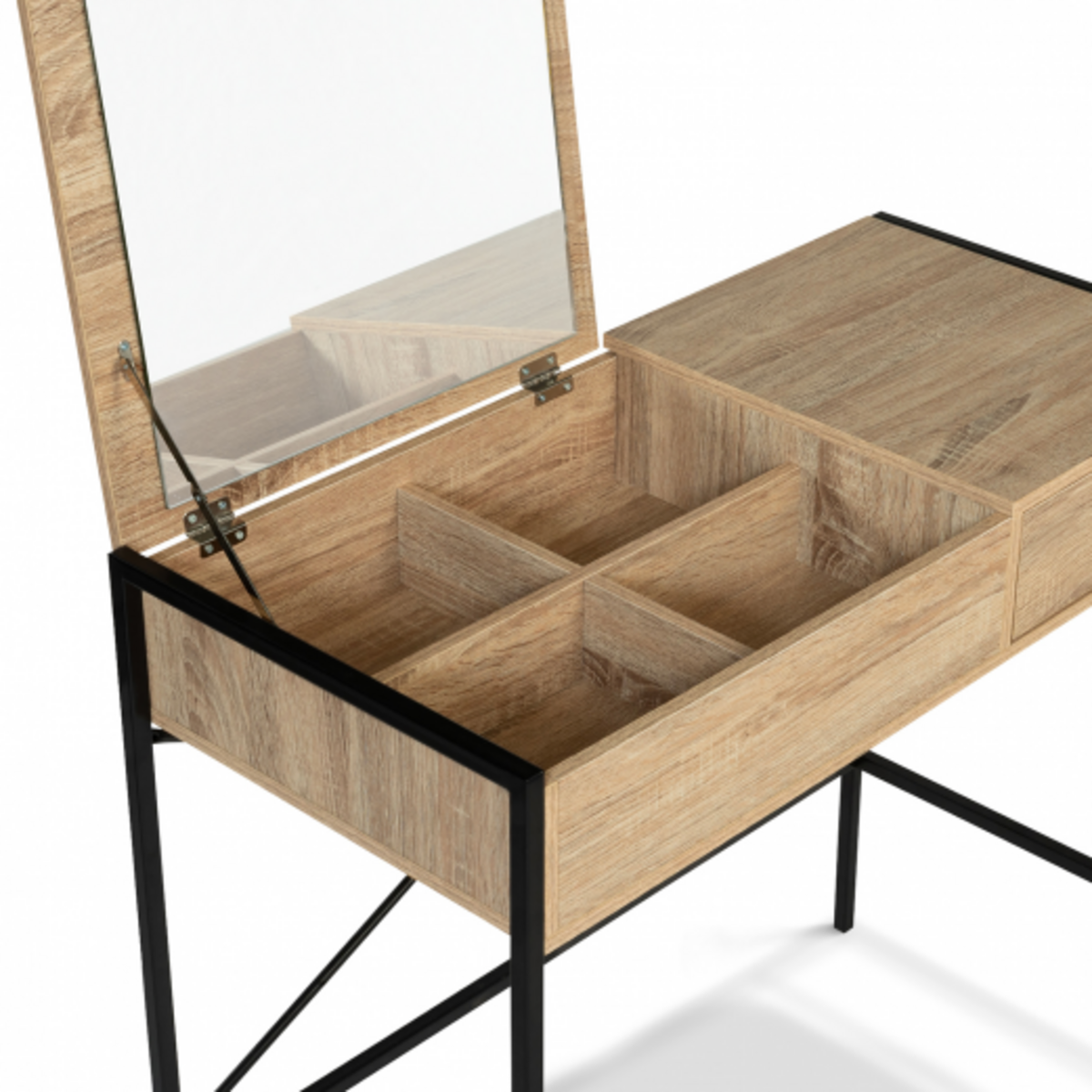 ID MARKET Coiffeuse LUIS miroir rabattable design industriel