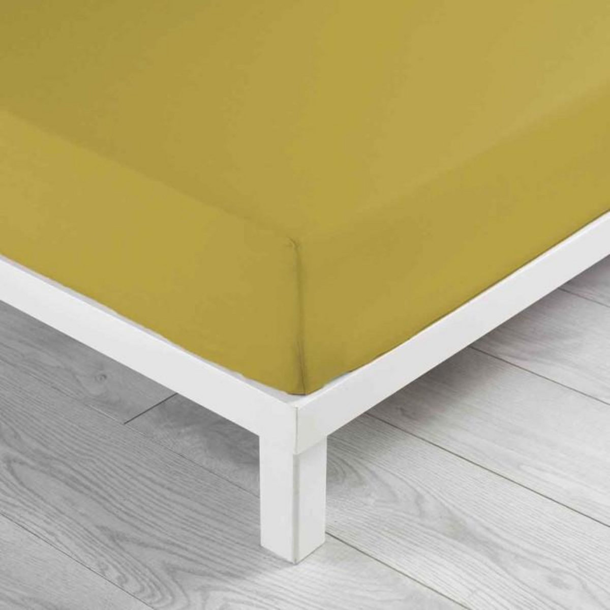 Paris Prix Drap Housse en Coton  Linette  160x200cm Jaune