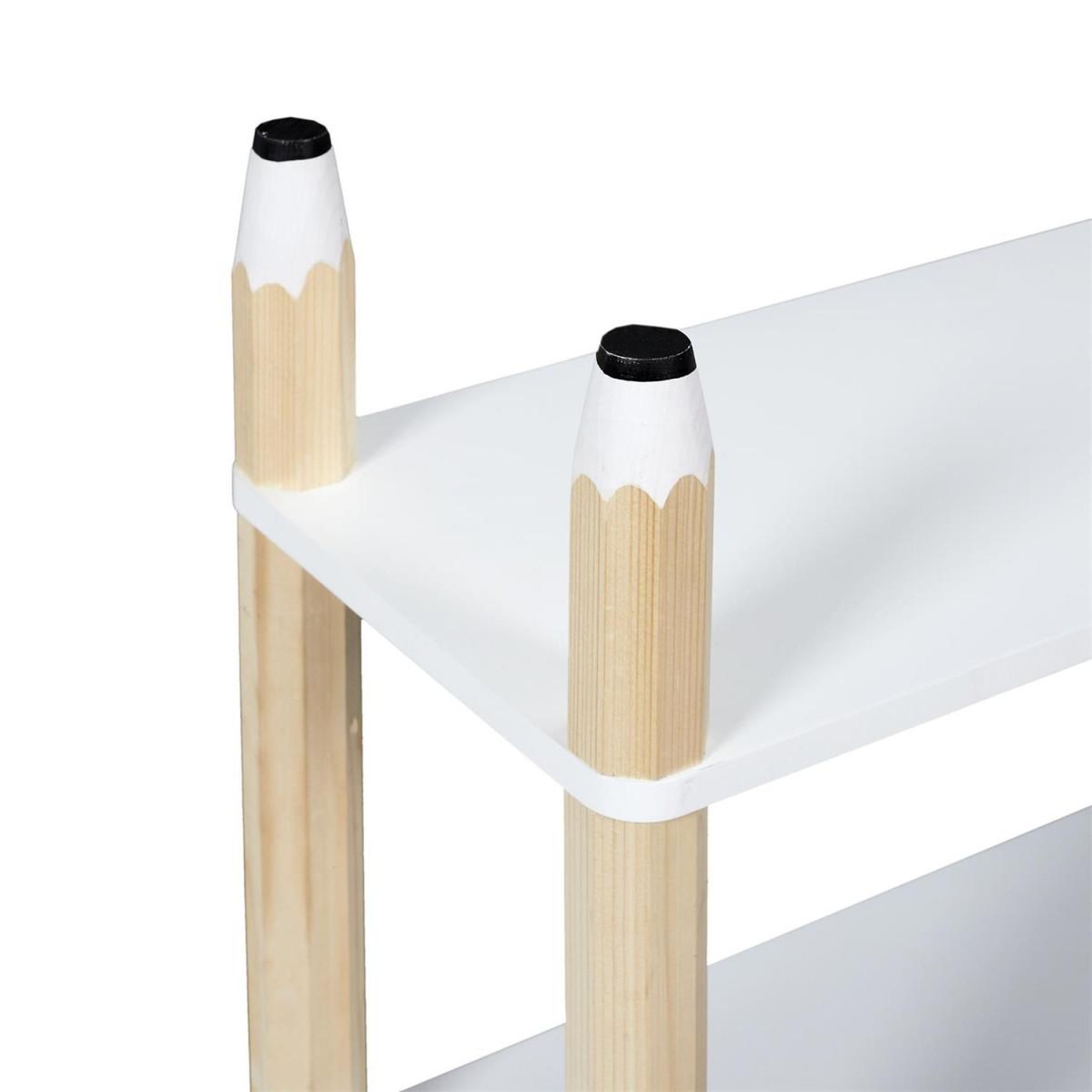 Voir la diapositive 3 : HOME DECO KIDS Étagère 3 niveaux enfant  crayon  77cm blanc & beige