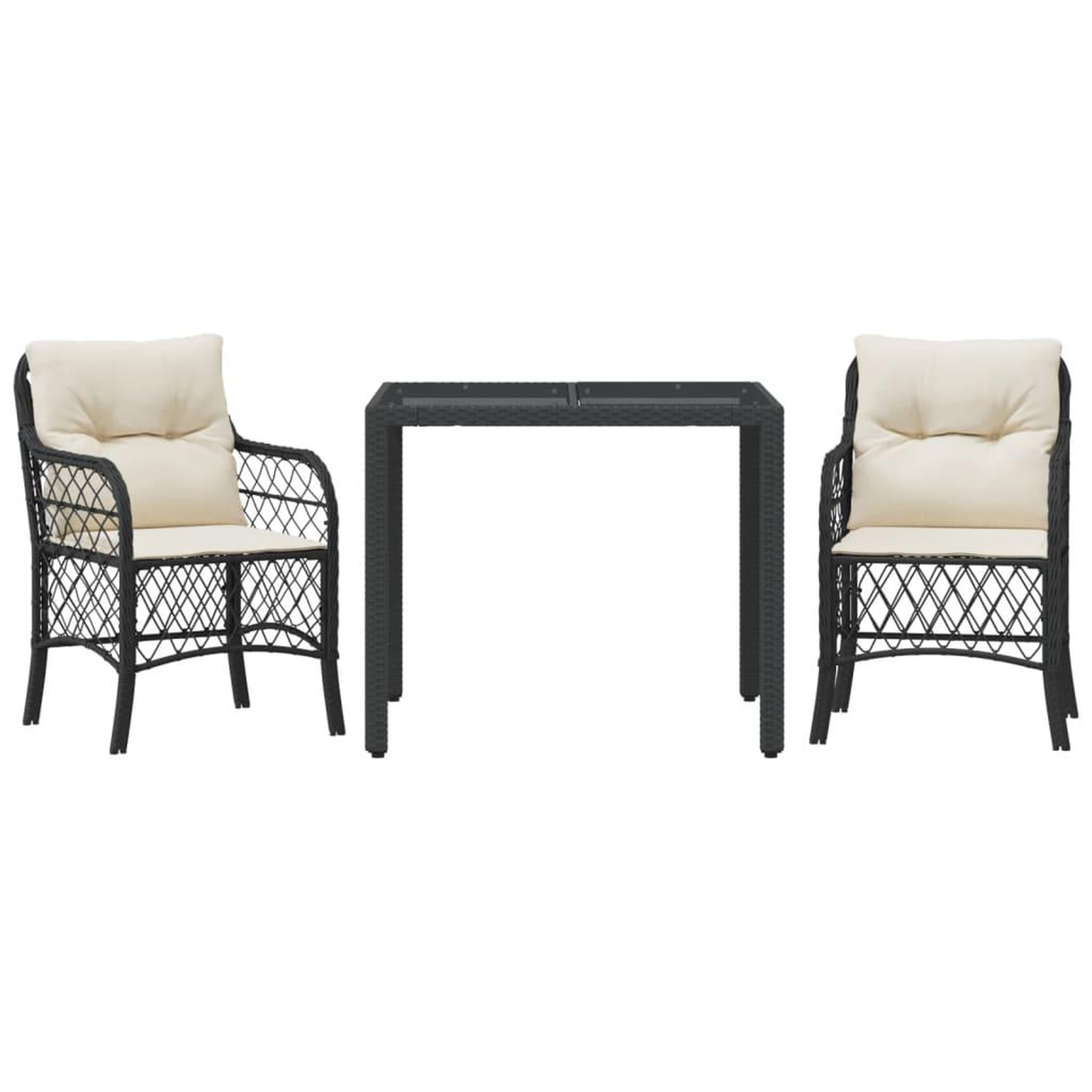 Voir la diapositive 2 : VIDAXL Ensemble de bistro 3 pcs avec coussins noir resine tressee