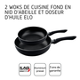 Voir la diapositive 4 : ELO Set de 2 woks de cuisine 20 cm et 28 cm avec fond en nid d'abeille et doseur d'huile Elo Smart Life