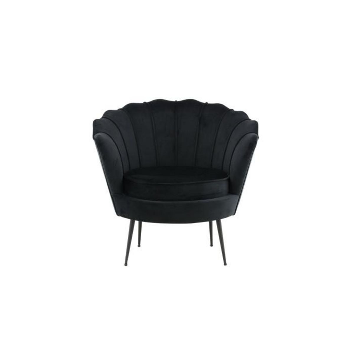Paris Prix Fauteuil Coquillage en Velours  Calais  83cm Noir