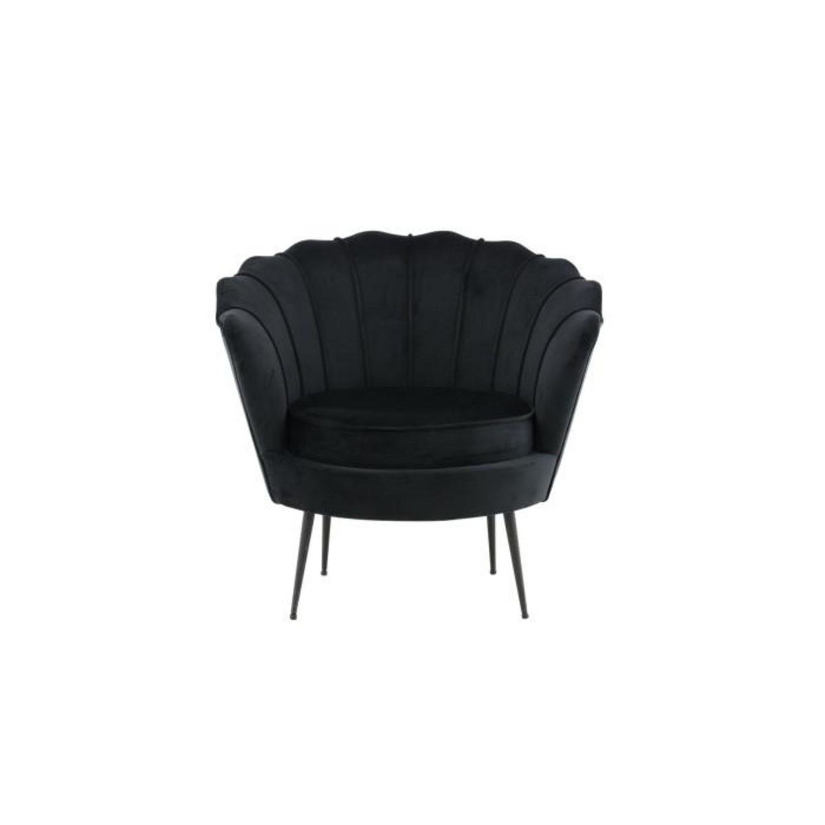 Paris Prix Fauteuil Coquillage en Velours  Calais  83cm Noir