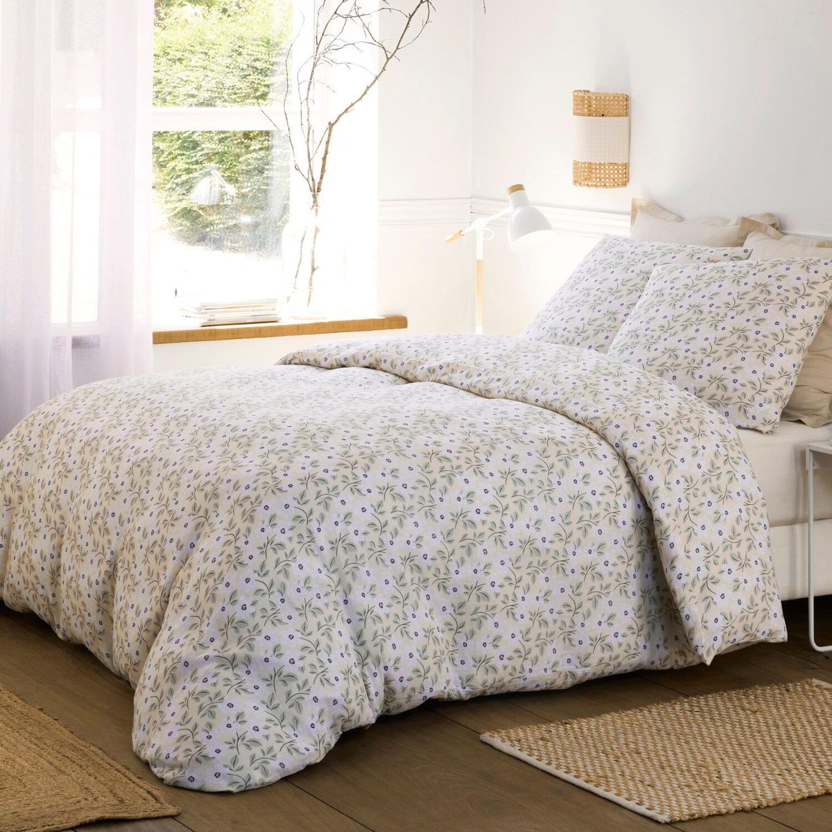 BATON ROUGE Parure housse de couette 100% gaze de coton imprimé loucile