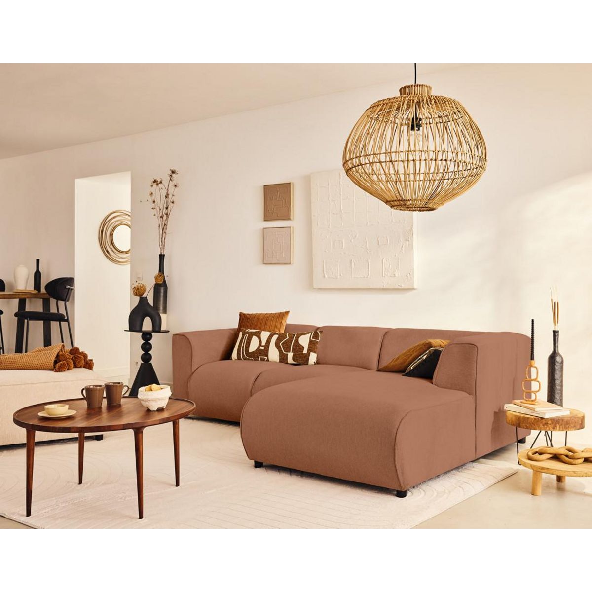 LISA DESIGN Suaro - module d'assise méridienne droit en tissu texturé