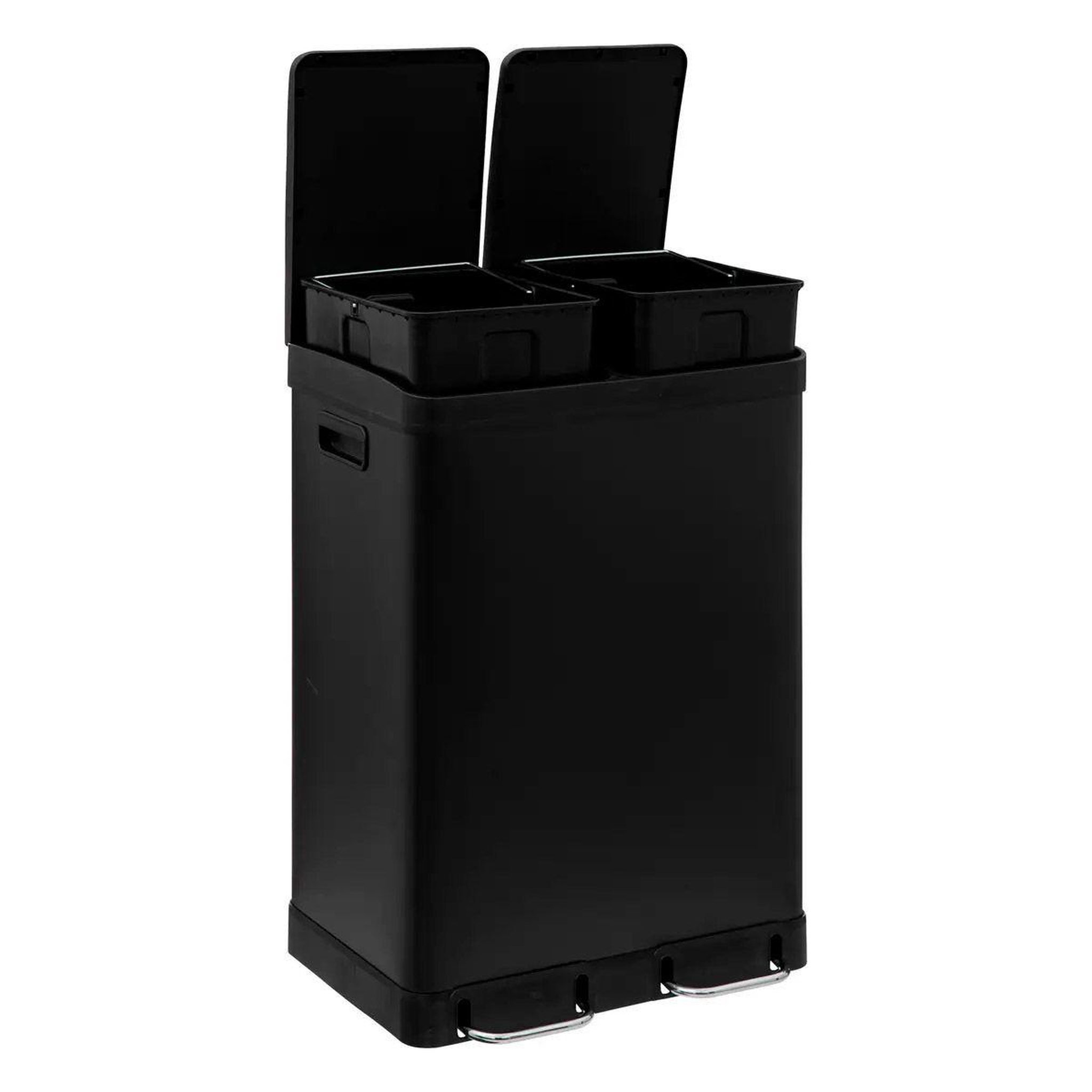 Voir la diapositive 3 : FIVE Poubelle de tri 2 bacs en métal  ariane  30l noir