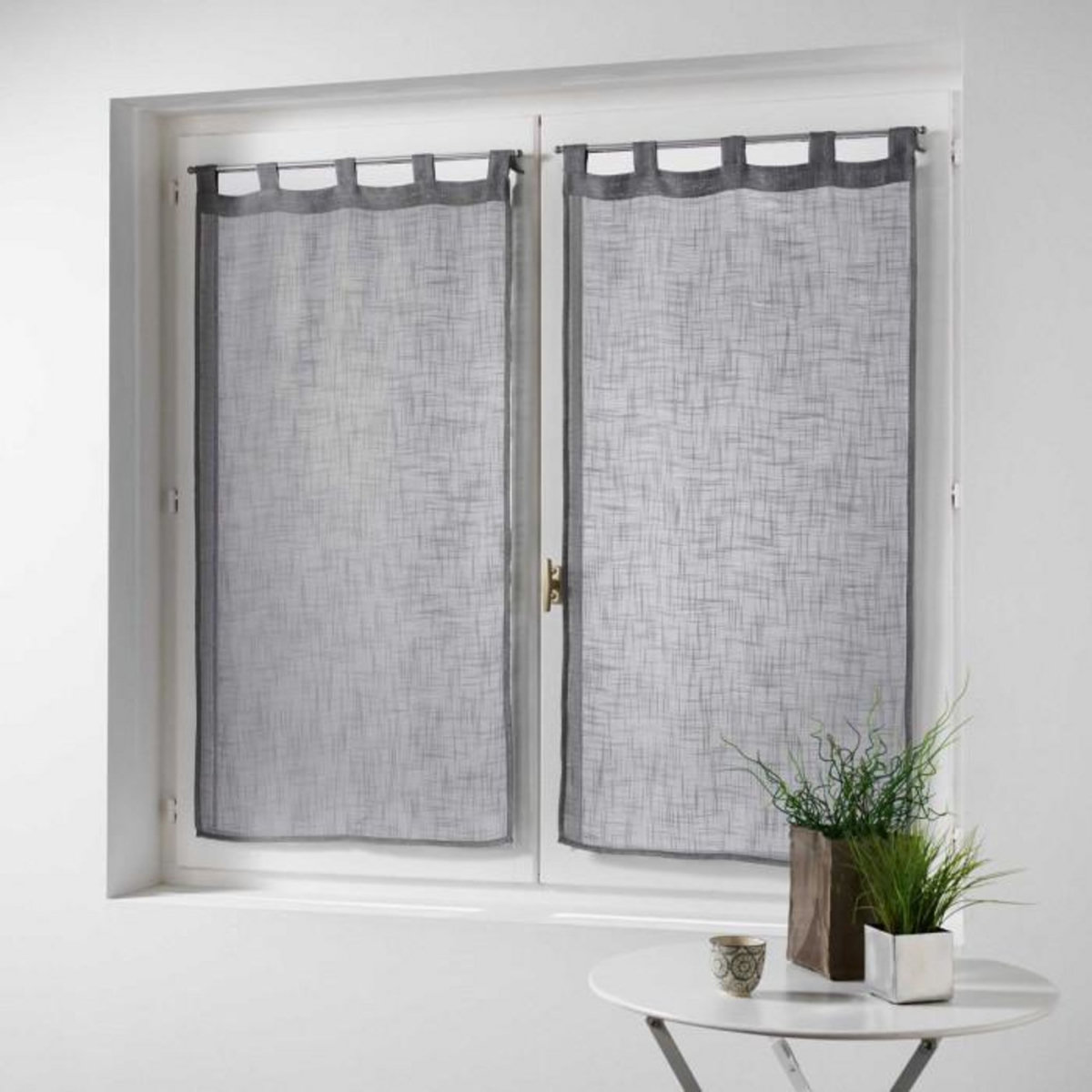 Paris Prix Paire de Voilages  Haltona  60x90cm Gris