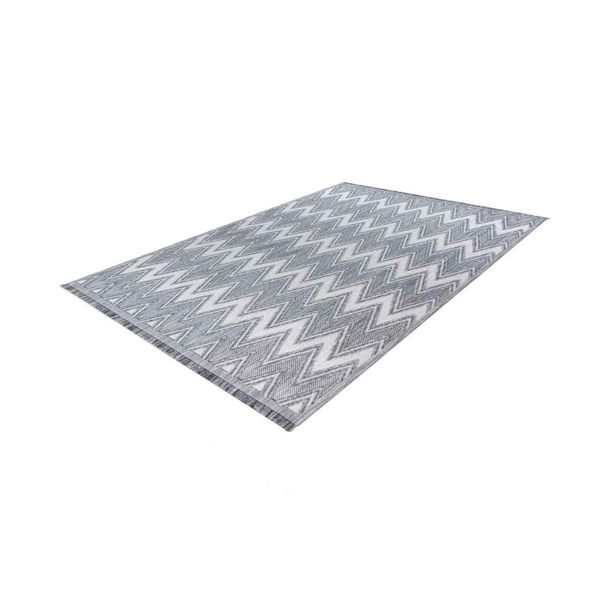 Voir la diapositive 2 : Paris Prix Tapis tissé ethnique à poils courts  sarai  gris