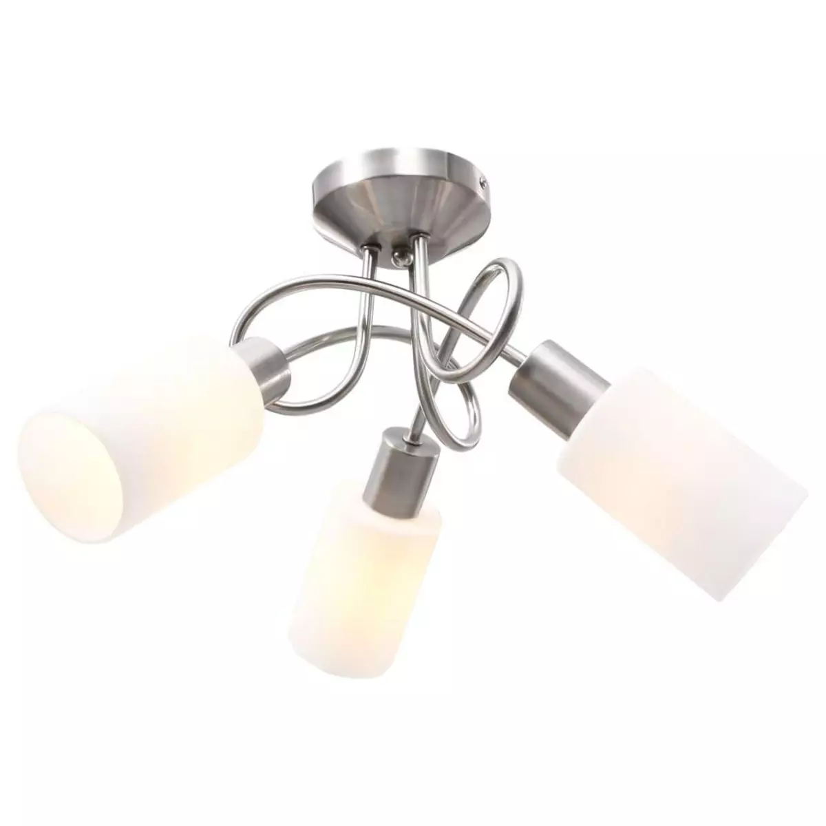 VIDAXL Plafonnier avec abat-jour en verre 3 ampoules E14 Blanc  Cone