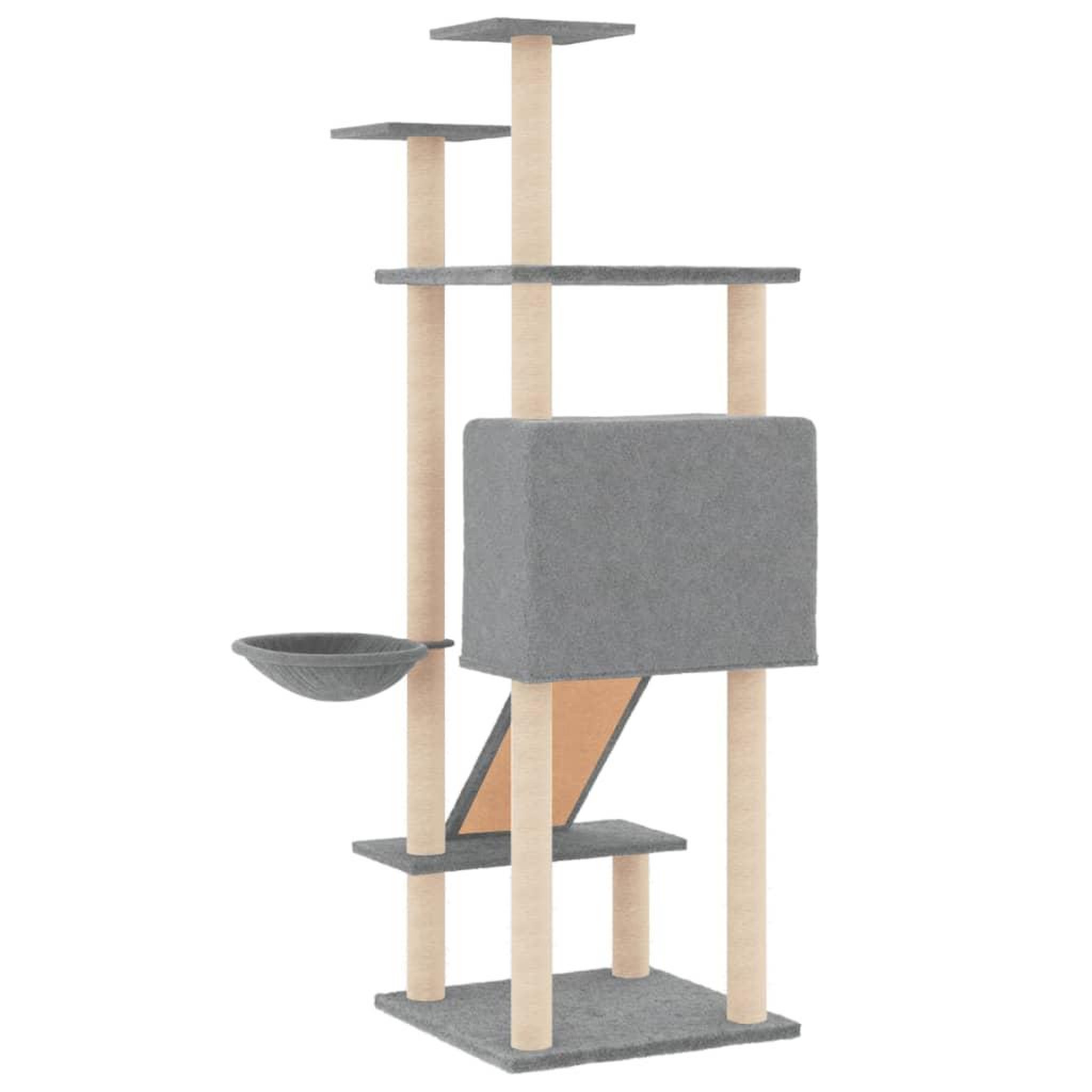 Voir la diapositive 5 : VIDAXL Arbre a chat avec griffoirs en sisal Gris clair 153 cm