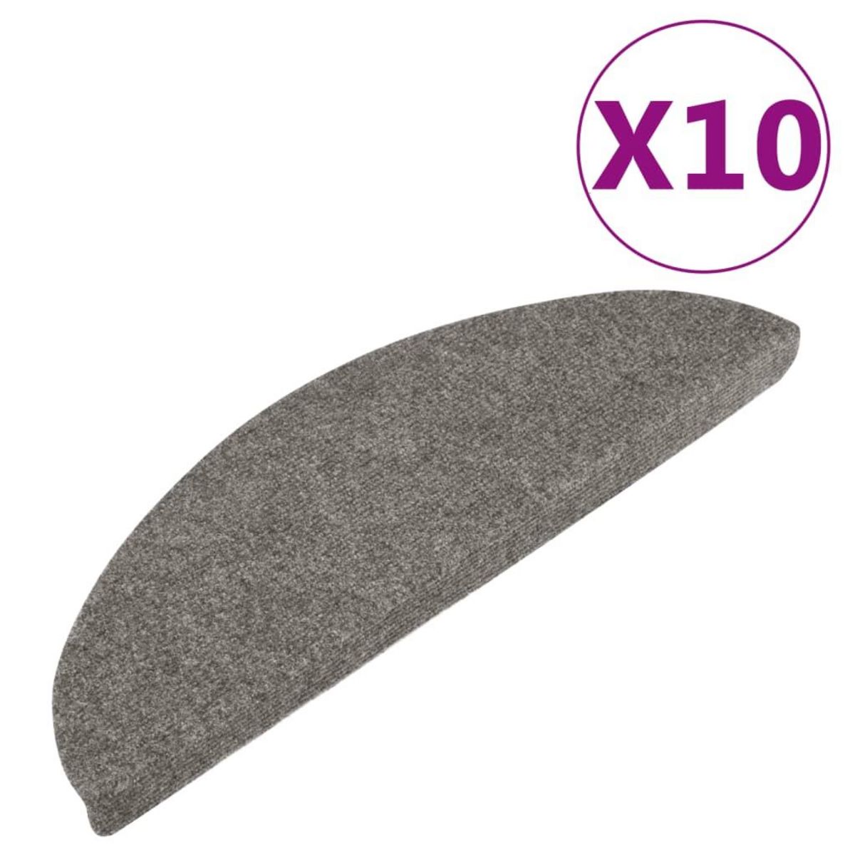 VIDAXL Tapis d'escalier auto-adhesifs 10 pcs gris 65x22,5x3,5 cm