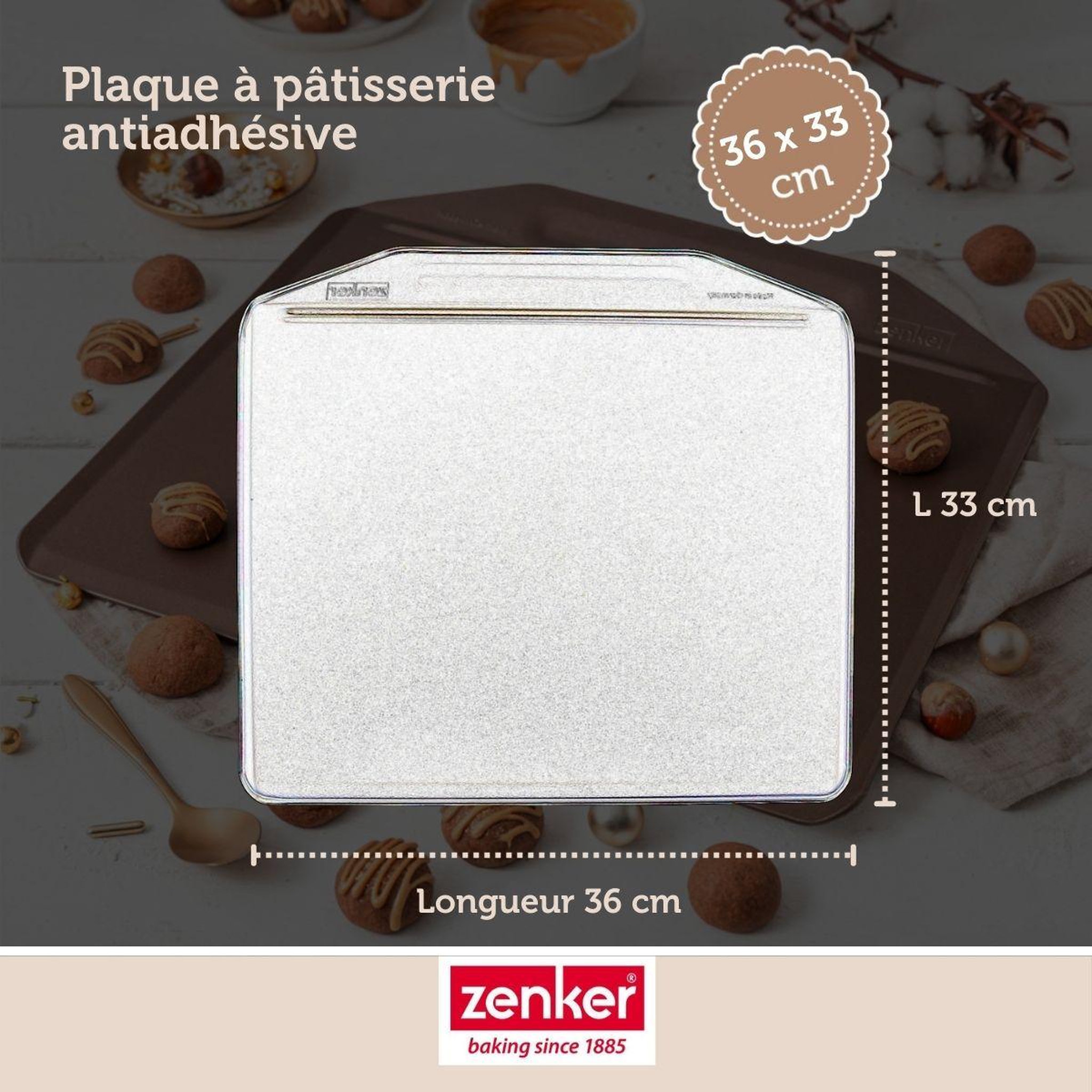 Voir la diapositive 3 : ZENKER Ensemble de 2 plaques à pâtisserie sans rebords 36 x 33 cm zenker mojave gold