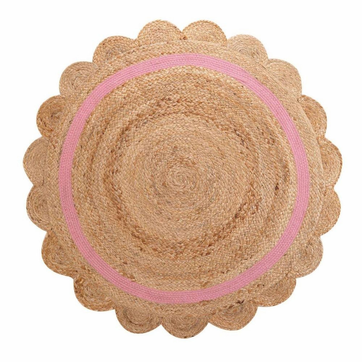 Douceur d'Intérieur Tapis rond pompons 90 cm jute polycoton Rosaly