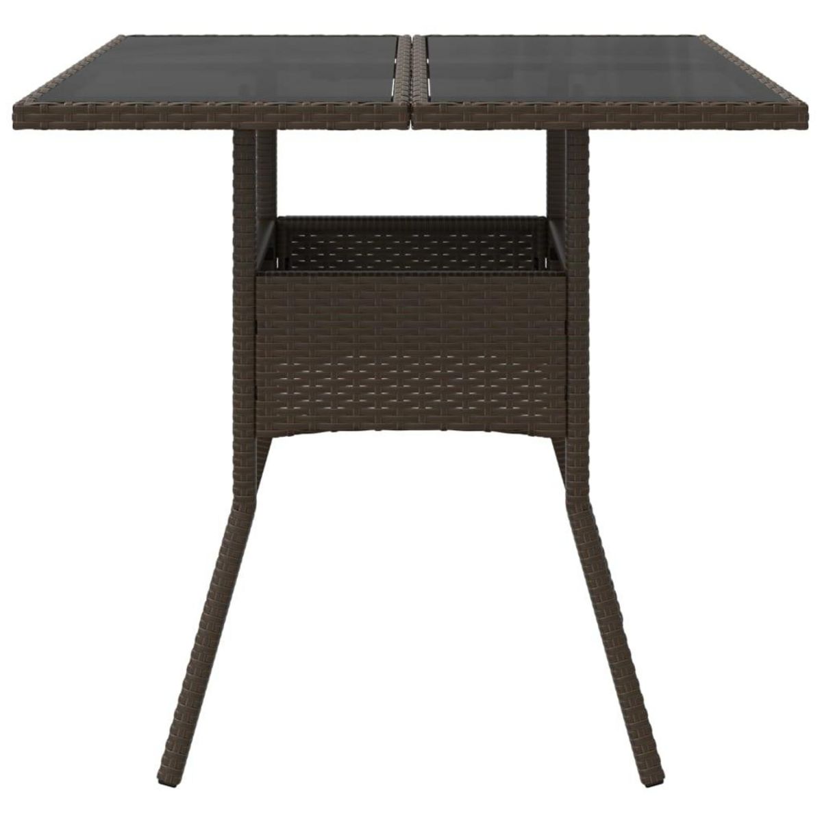VIDAXL Table de jardin avec dessus en verre marron resine tressee