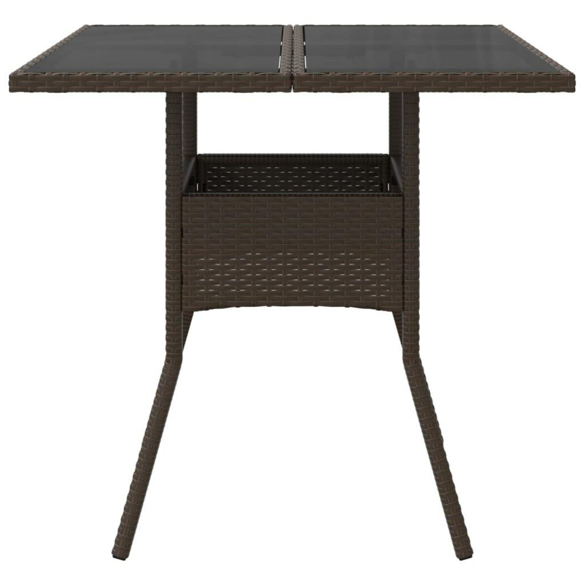 VIDAXL Table de jardin avec dessus en verre marron resine tressee