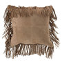 Voir la diapositive 1 : Paris Prix Coussin à Franges  Cuir  45cm Beige