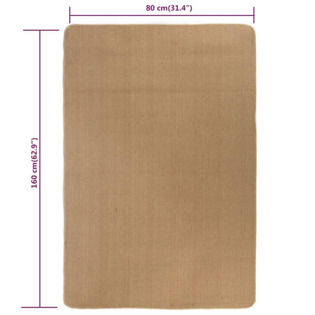 VIDAXL Tapis en jute avec support en latex 80x160 cm Naturel