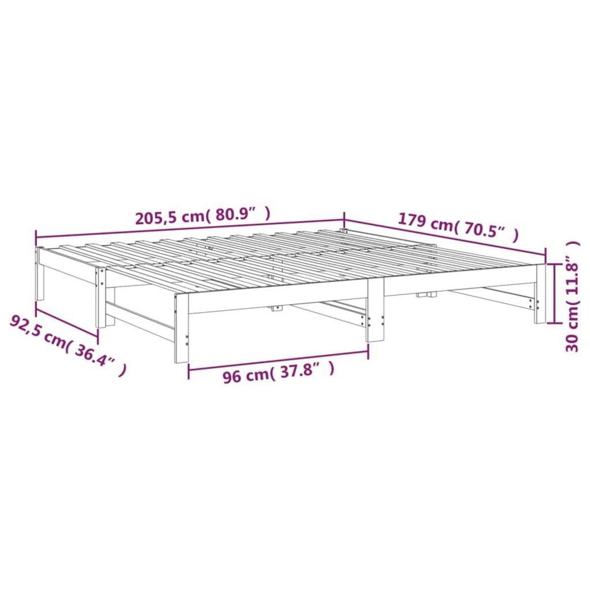VIDAXL Lit coulissant sans matelas gris 2x(90x200) cm