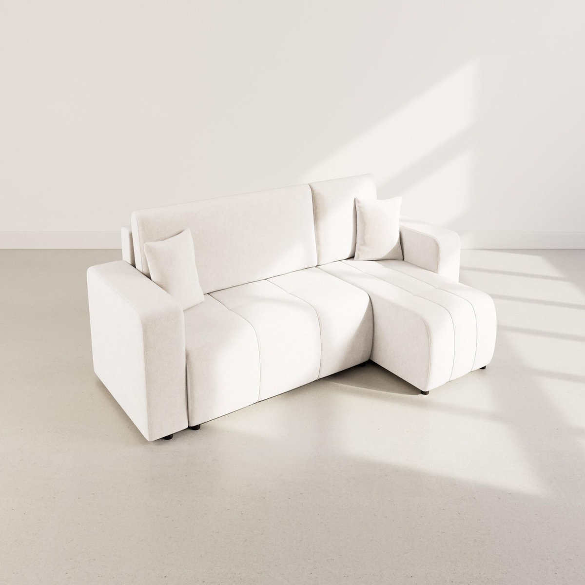BEST MOBILIER Nicole - canapé d'angle réversible 4 places convertible avec coffre en tissu