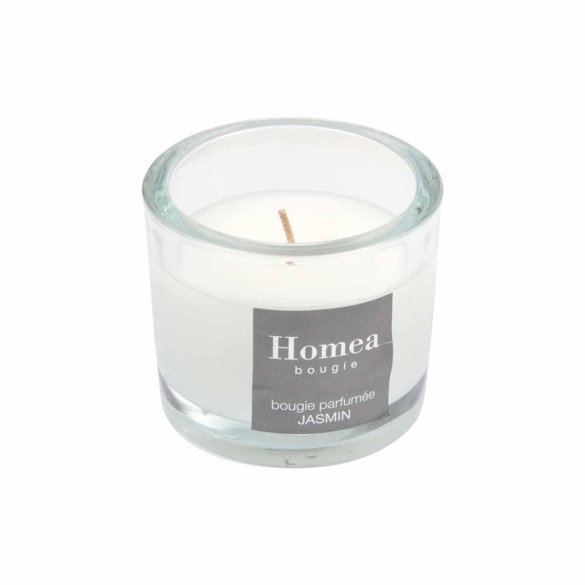 Voir la diapositive 2 : HOMEA Bougie verrine parfumée  essentiel  9cm jasmin