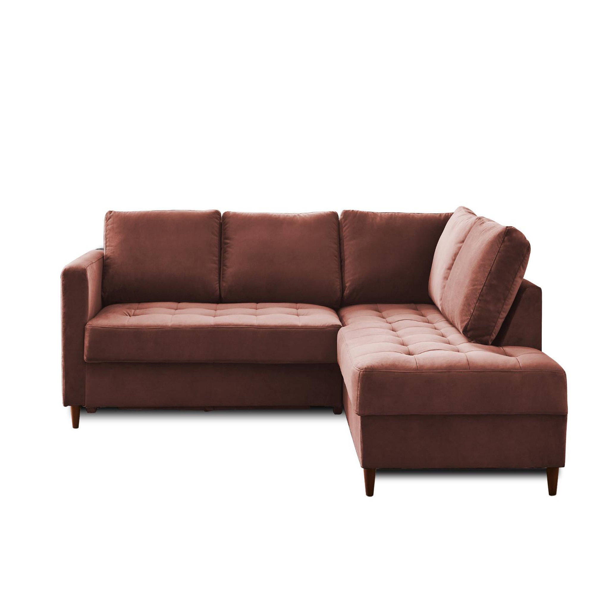 Voir la diapositive 1 : BEST MOBILIER Anna - canapé d'angle droit - 5 places - convertible - en velours