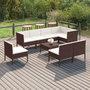 Voir la diapositive 1 : VIDAXL Salon de jardin 9 pcs avec coussins resine tressee marron