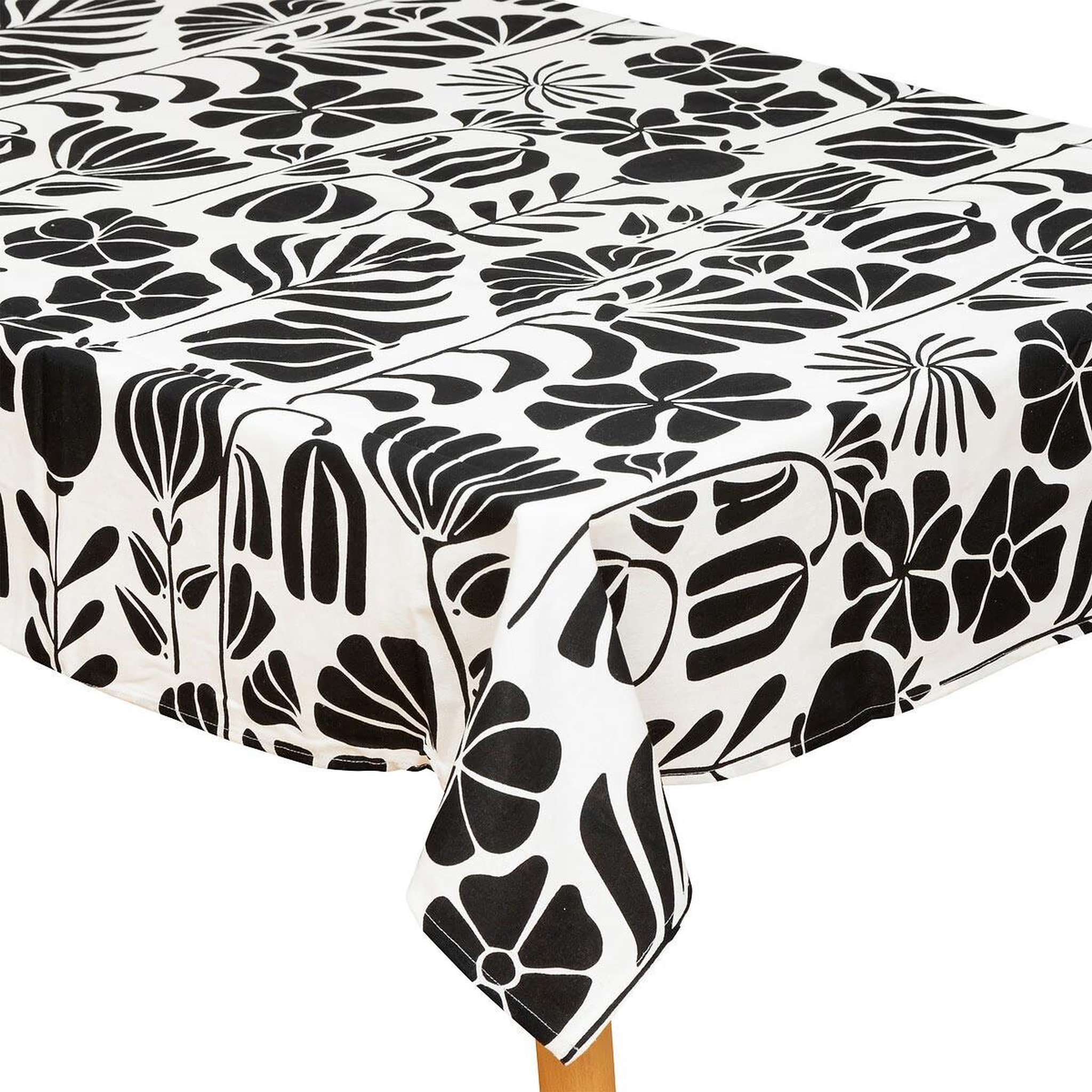 ATMOSPHERA Nappe de table imprimée  twisted lime  150x250cm noir & blanc