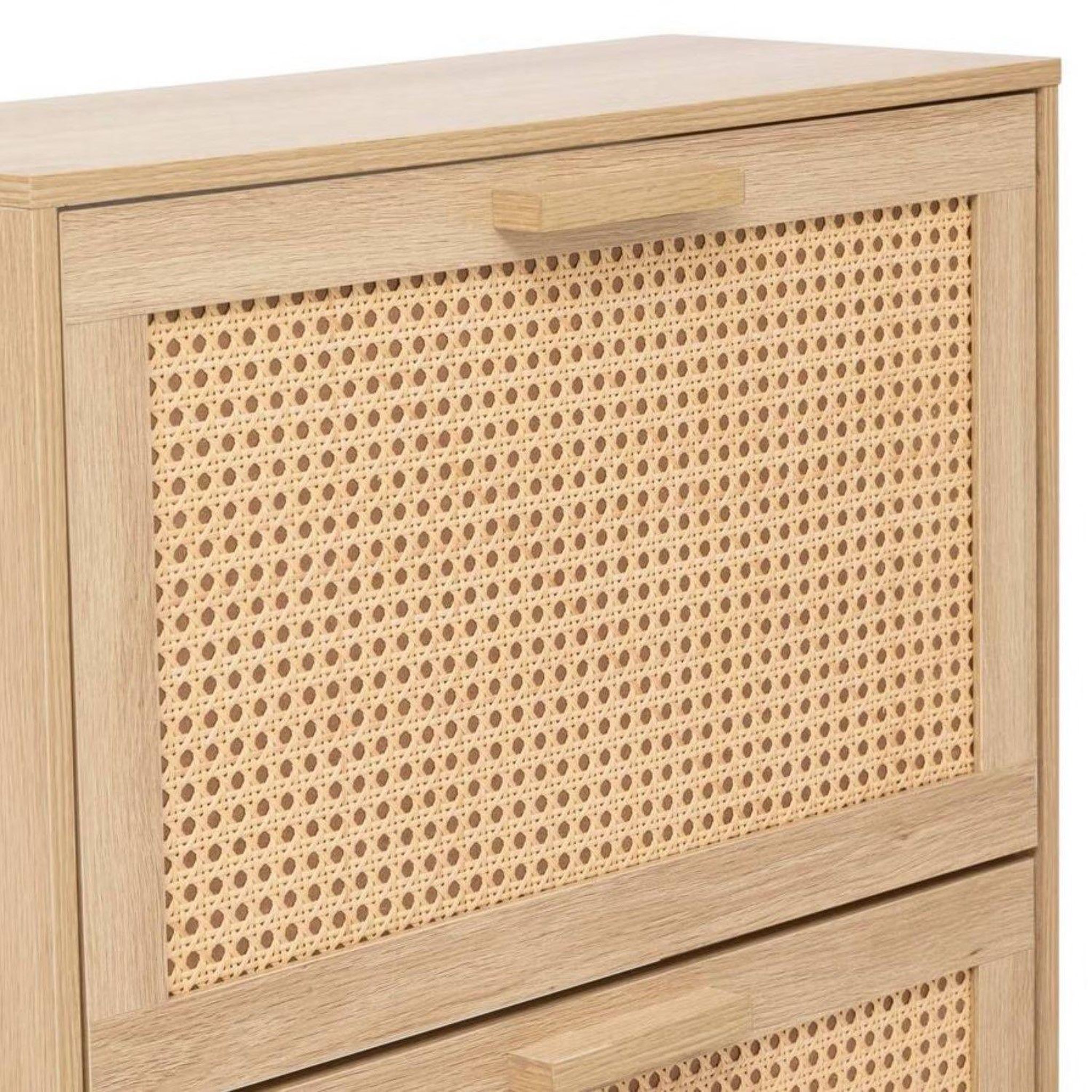 Voir la diapositive 3 : FIVE Range chaussures 3 portes effet cannage drawy - beige