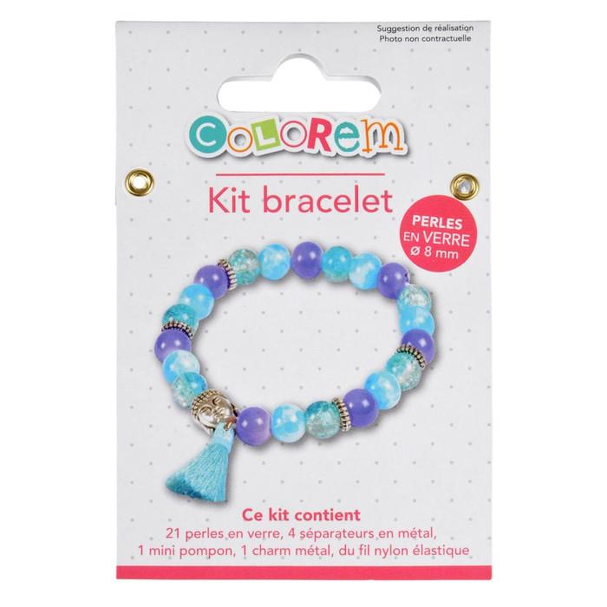 Voir la diapositive 2 : Paris Prix Kit Bracelet 21 Perles  Verres  0,8cm Bleu Turquoise