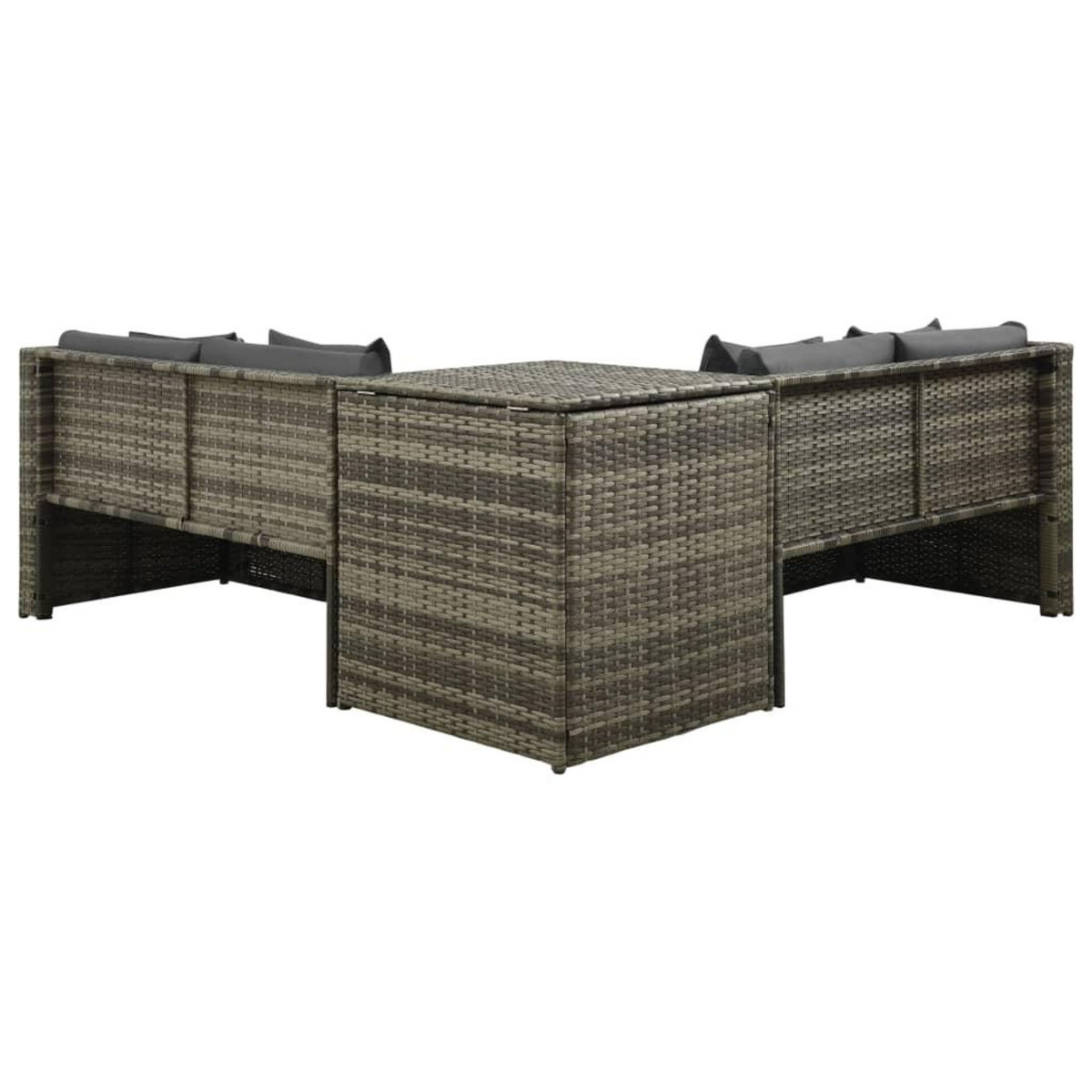 VIDAXL Salon de jardin 4 pcs avec coussins resine tressee gris