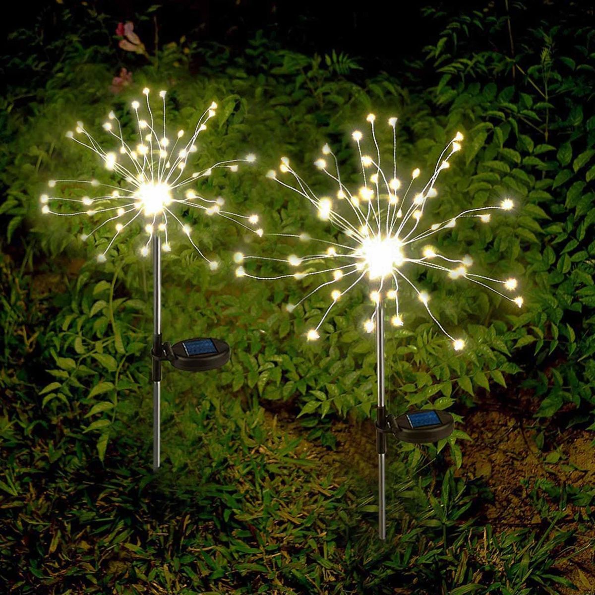 Lumisky 2 balises solaires à planter FIREWORKS Argent Acier H97cm