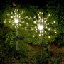 Voir la diapositive 5 : Lumisky 2 balises solaires à planter FIREWORKS Argent Acier H97cm