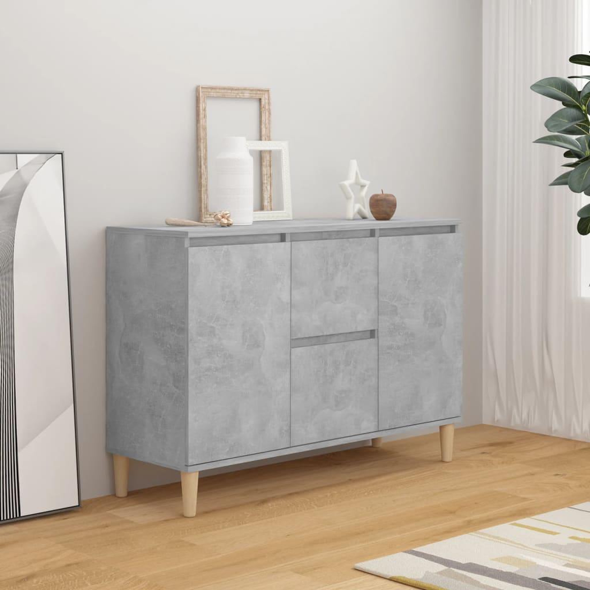 Voir la diapositive 1 : VIDAXL Buffet gris beton 101x35x70 cm bois d'ingenierie