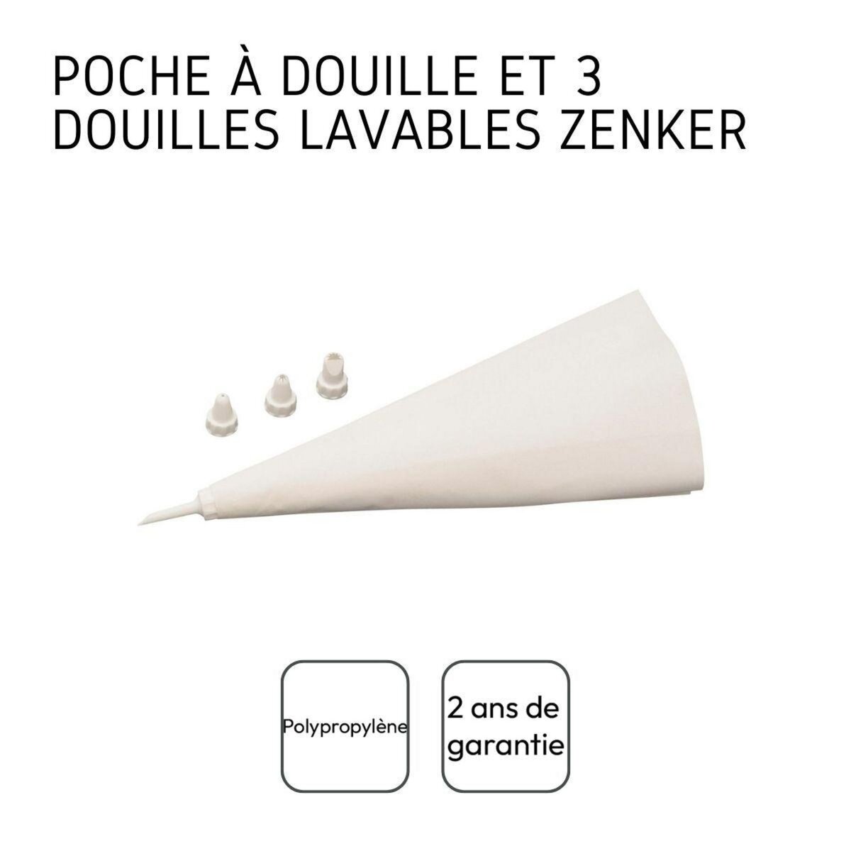 ZENKER Ensemble de 2 Poches à douille réemployable et 4 embouts plastique 31 cm Zenker Smart Pastry
