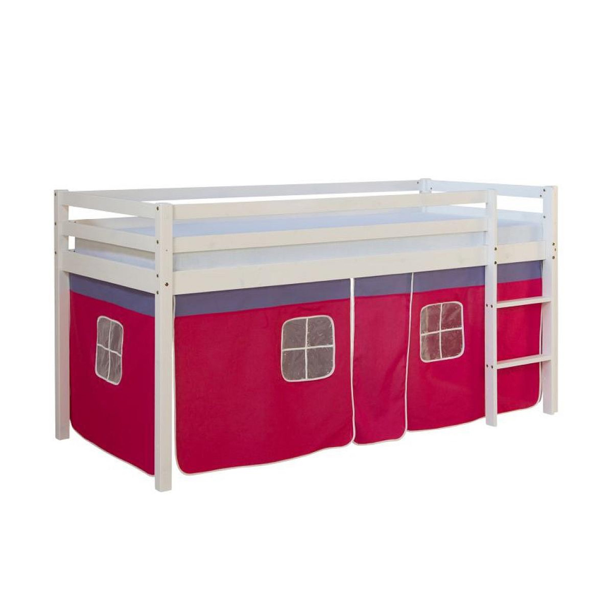 HomeStyle4U Lit mi-hauteur avec rideaux - rose