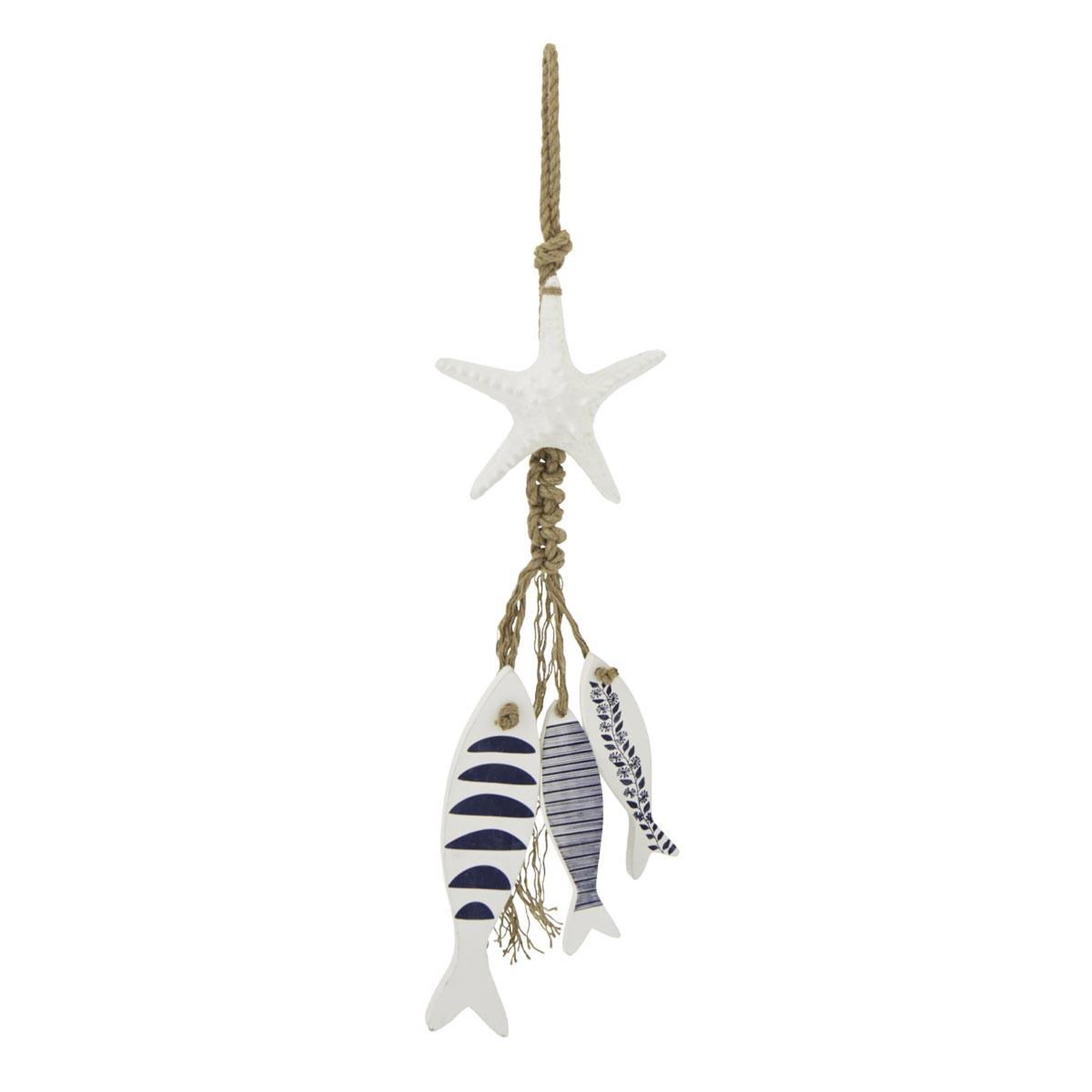J-LINE Suspension déco étoile & poissons  javier  86cm blanc