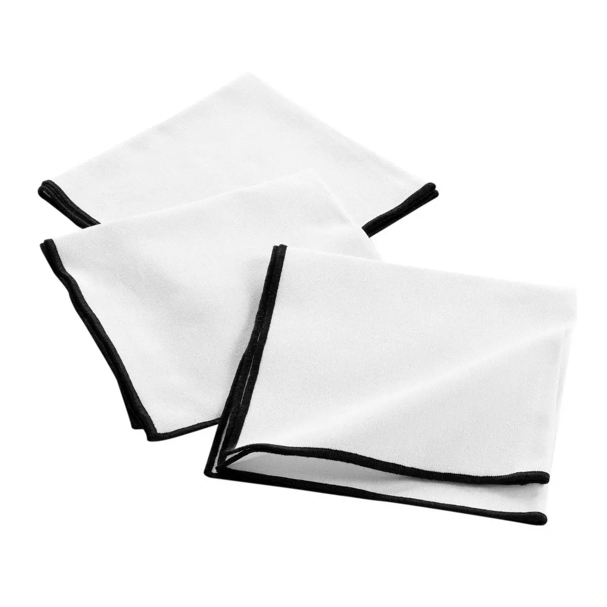 Douceur d'Intérieur Lot de 3 serviettes de table en coton recyclé Anaïs - Blanc